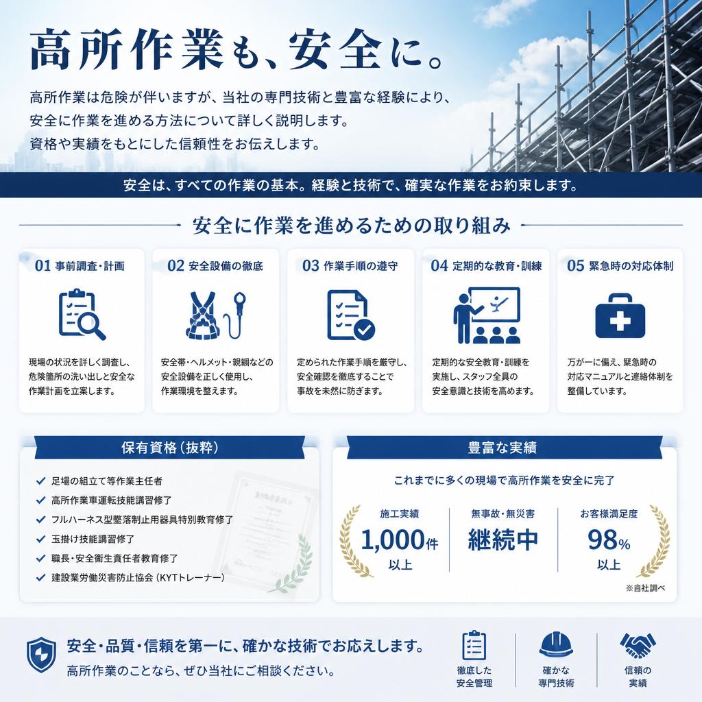 高所作業サービスの信頼性