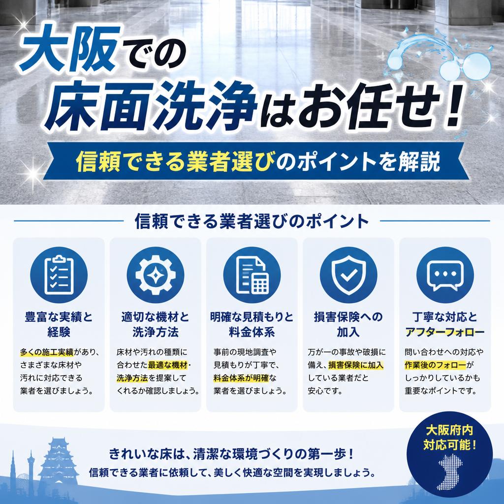 大阪での床面洗浄はお任せ！信頼できる業者選びのポイントを解説