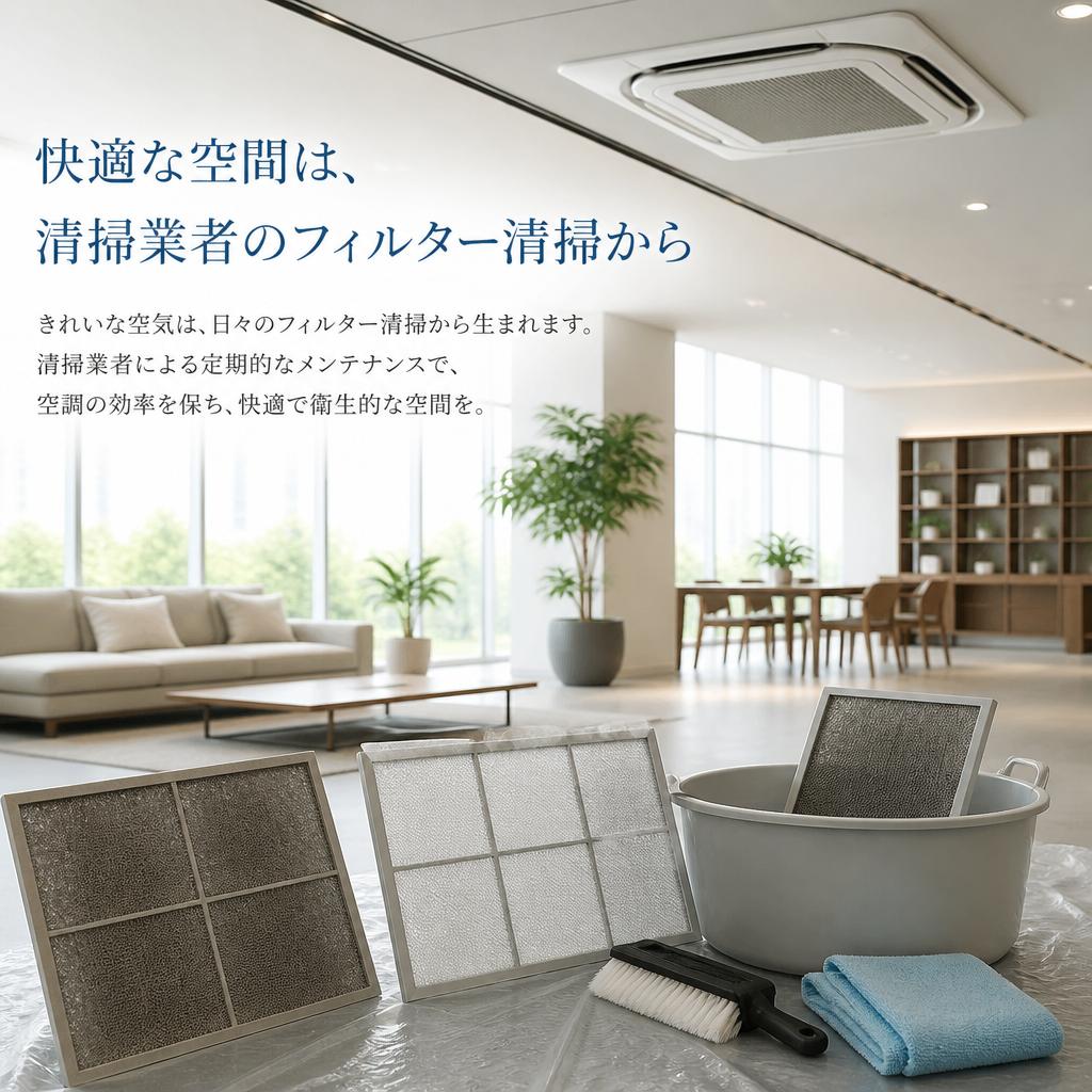 快適な空間は、清掃業者のフィルター清掃から