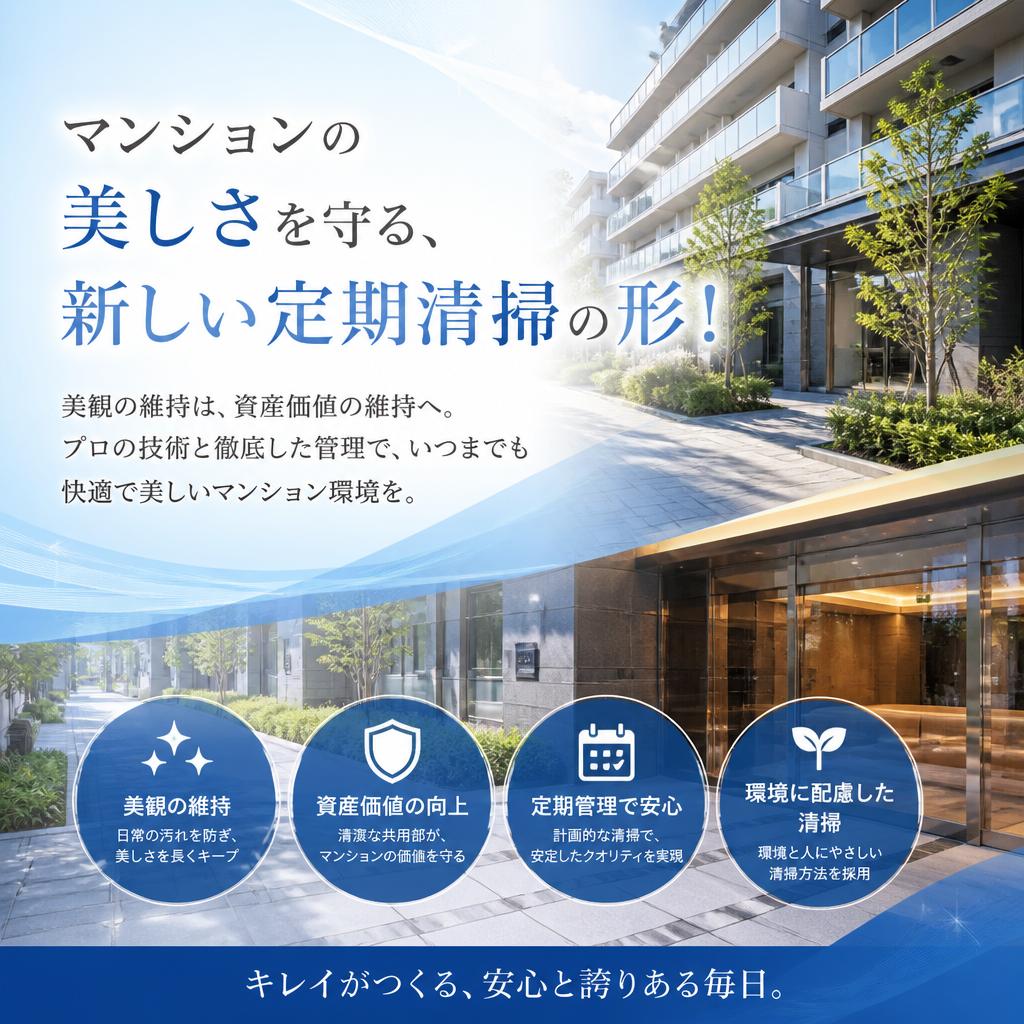 マンションの美しさを守る、新しい定期清掃の形！