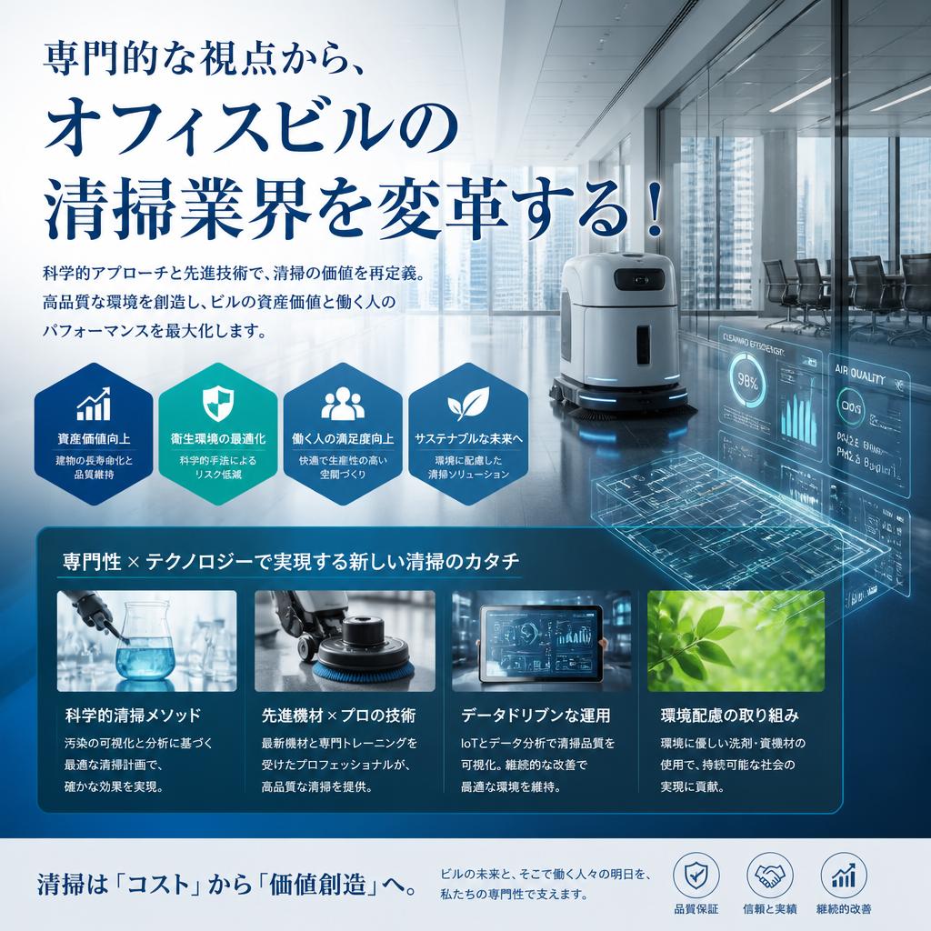 専門的な視点から、オフィスビルの清掃業界を変革する！