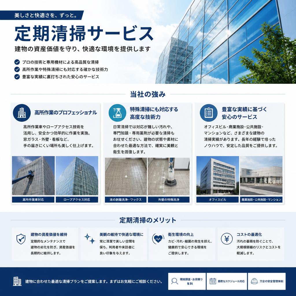 当社の定期清掃サービスの特徴