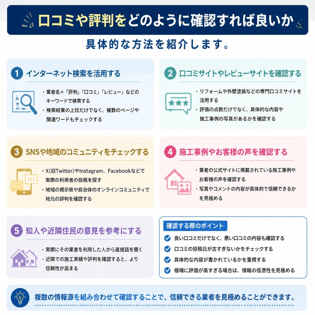5. 口コミや評判のチェックの仕方
