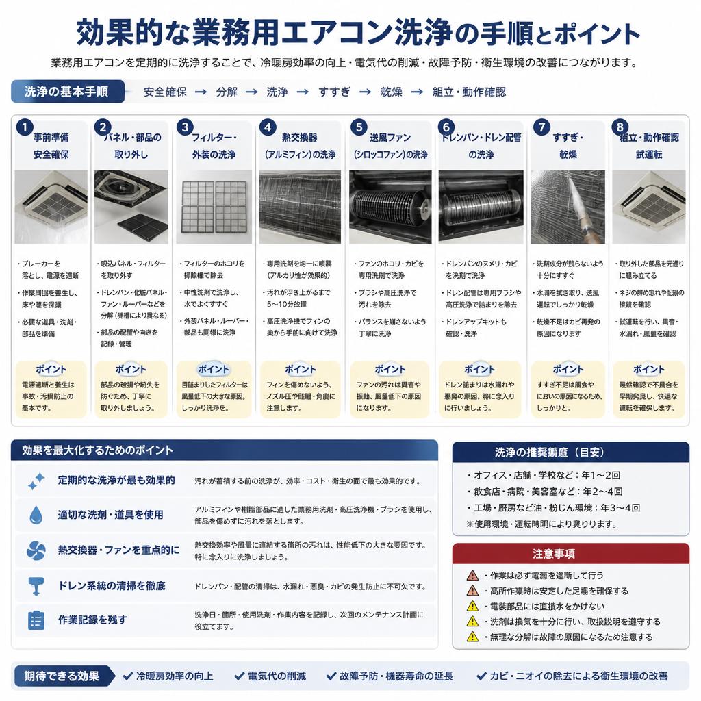 業務用エアコン洗浄の方法