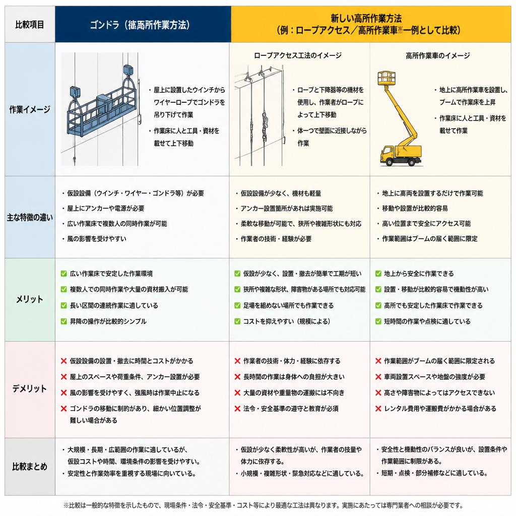 ゴンドラとの比較