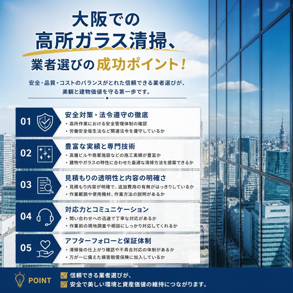 大阪での高所ガラス清掃、業者選びの成功ポイント！