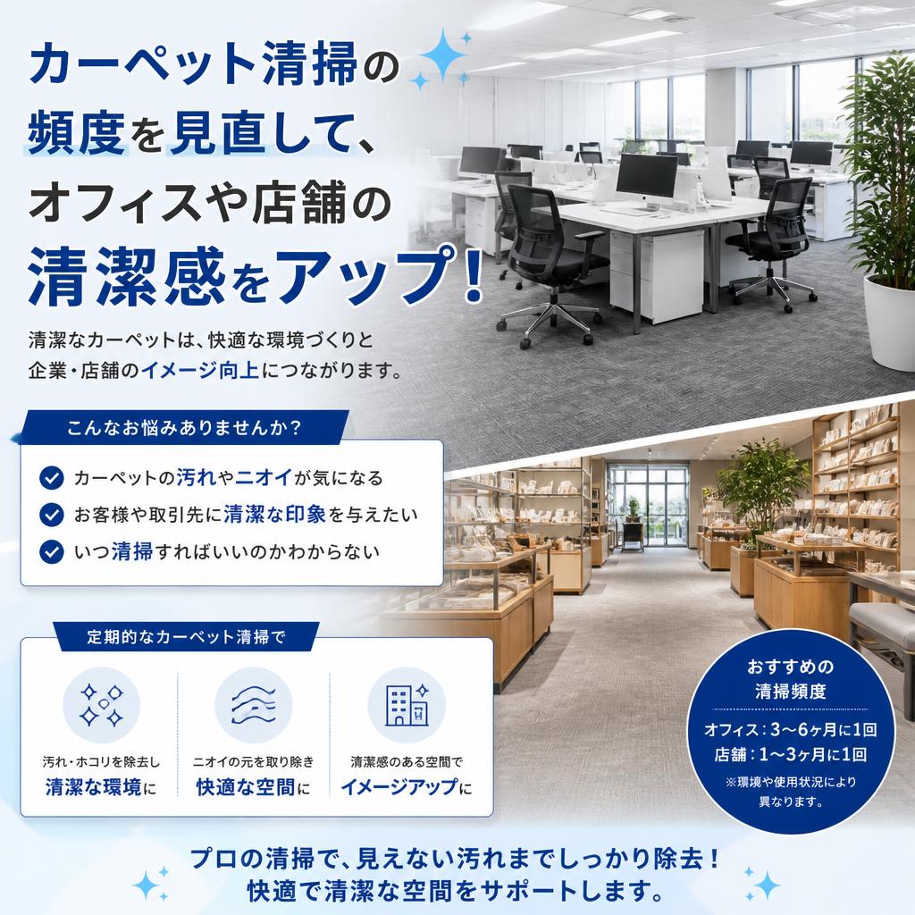カーペット清掃の頻度を見直して、オフィスや店舗の清潔感をアップ！