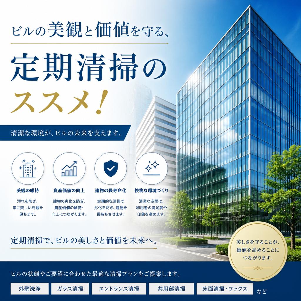 ビルの美観と価値を守る、定期清掃のススメ！
