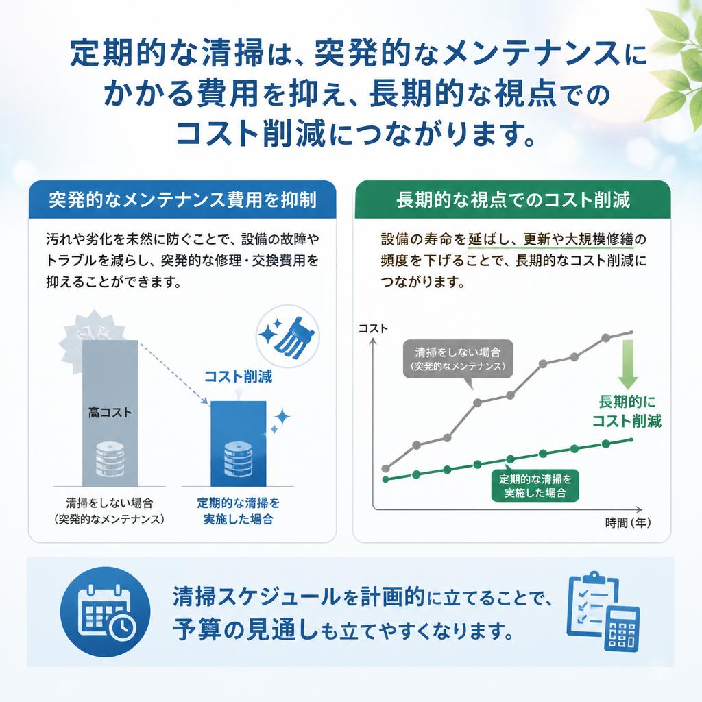 定期清掃によるコスト削減