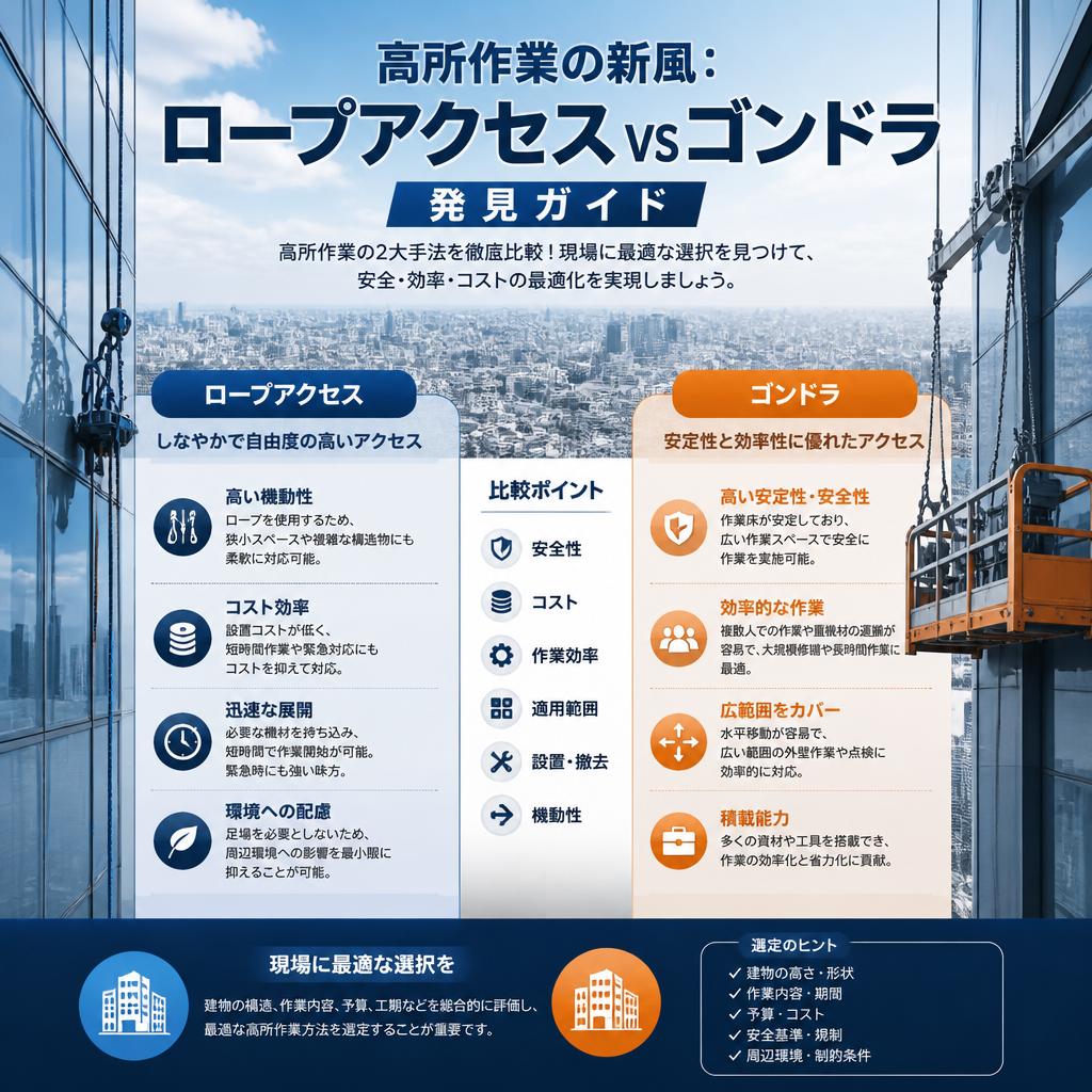 高所作業の新風：ロープアクセスvsゴンドラ発見ガイド