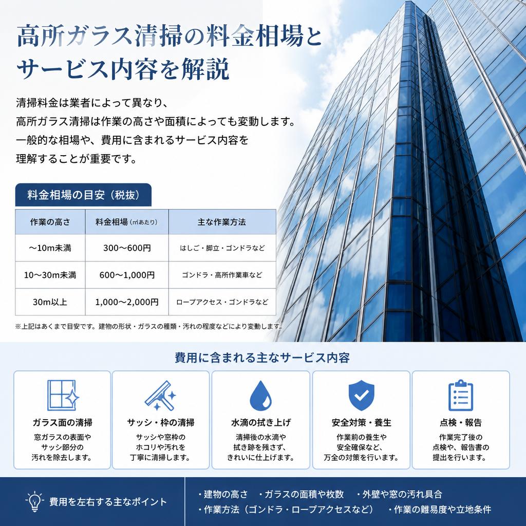 大阪における高所ガラス清掃の費用相場