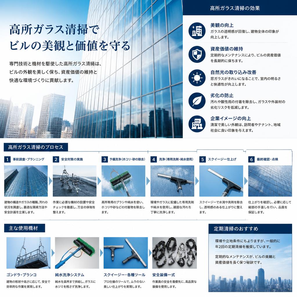 4. 高所ガラス清掃のプロフェッショナル
